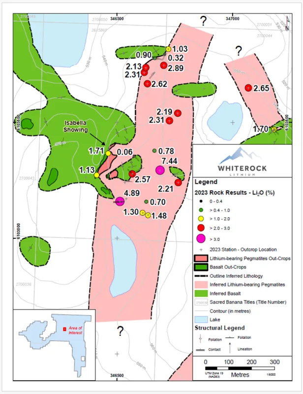 WhiteRock Lithium confirms Spodumene Mountain pegmatite expanded more than 1 km west and 2 km southwest